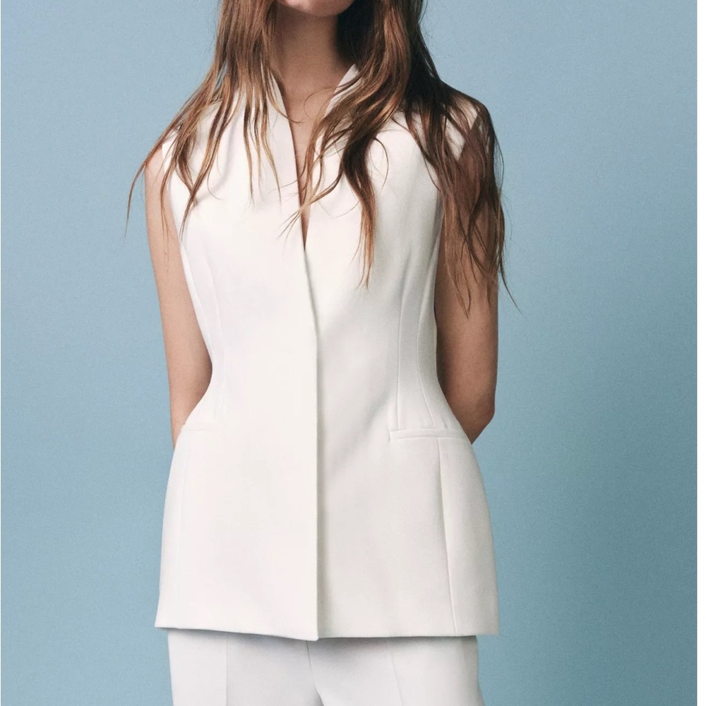 Zara White Sleeveless Peplum Vest